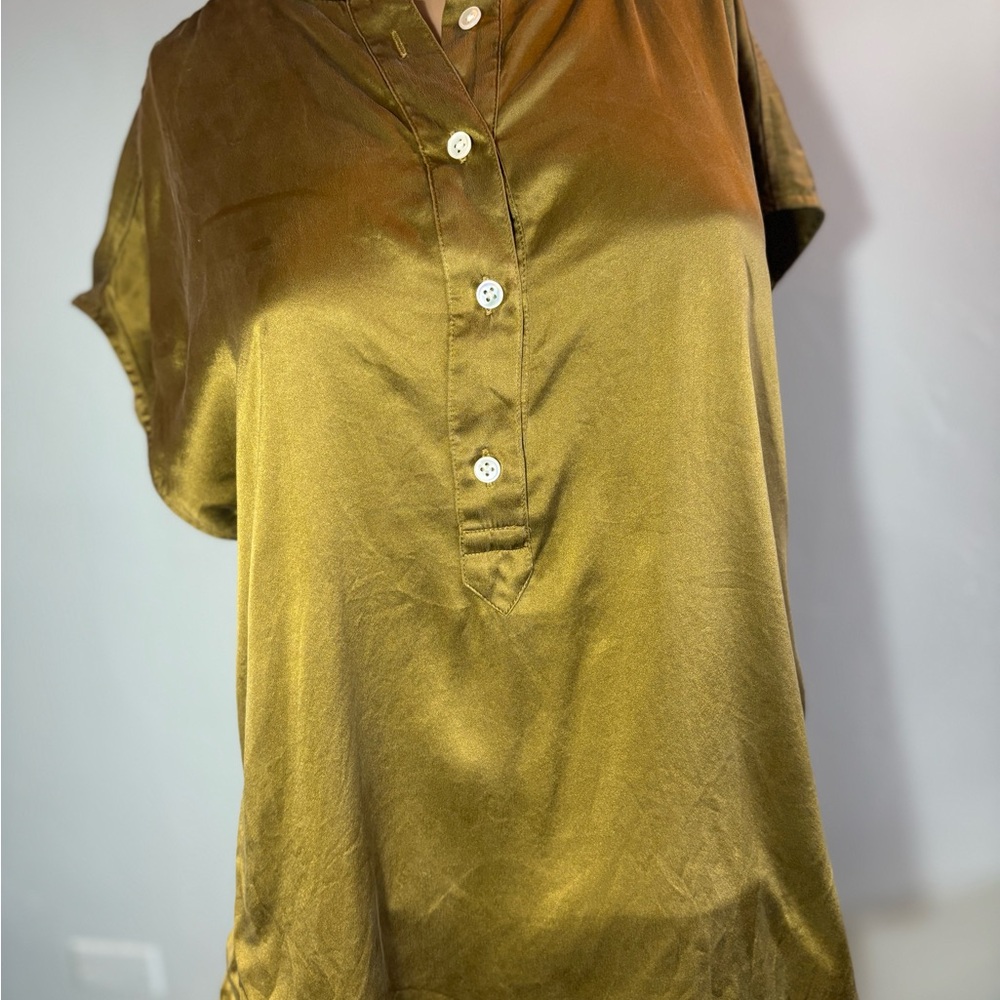 Banana Republic Serenade Silk Dolman Tunic Olive Green Sz Small